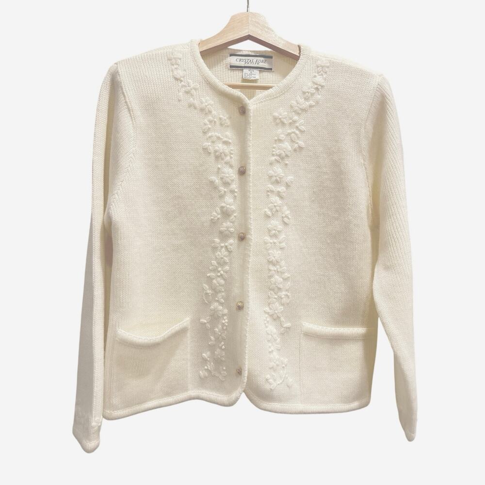 Crystal Kobe Petite Floral Embroidered Cardigan Cottagecore Coastal Romantic